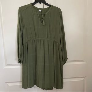 Olive Green Pintuck Dress